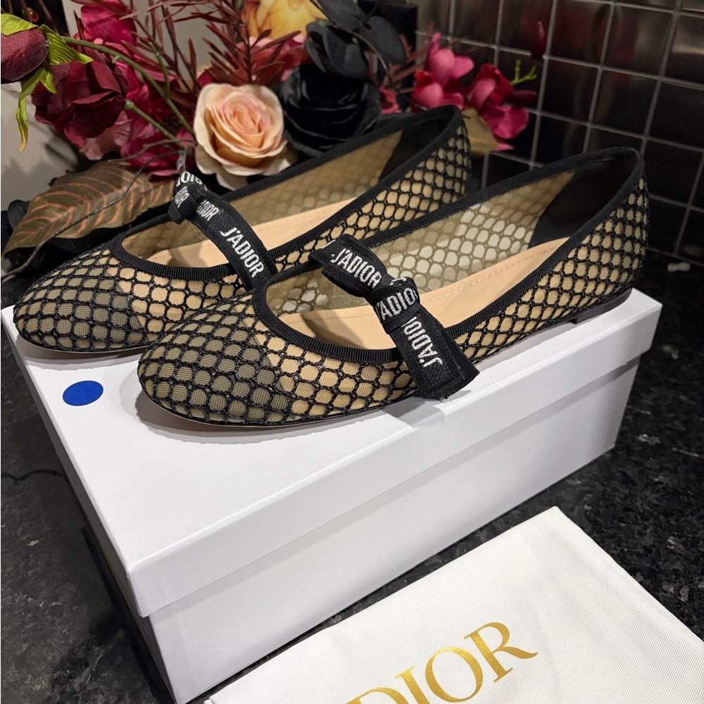 Dior Black Mesh Women's Loafers - Picture 3 of 5